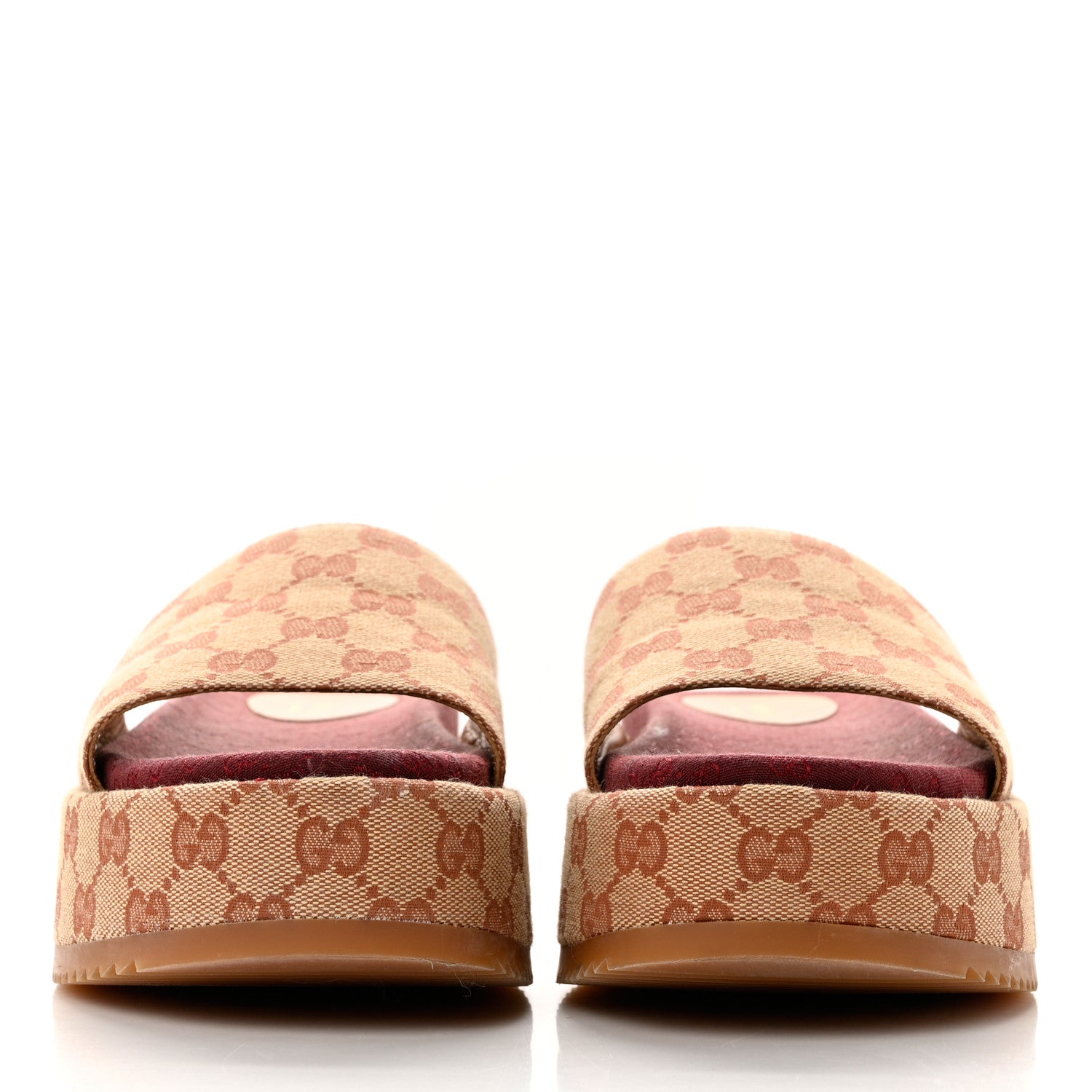 Gucci Canvas GG Monogram Angelina Platform Slide Sandals 39.5 Beige Ruggine 2 of 9
