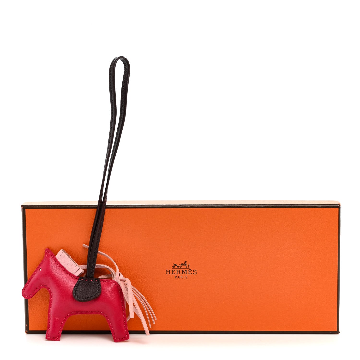 Hermes Milo Lambskin Grigri Rodeo Horse Bag Charm PM Rose Sakura Framboise Rouge Sellier 5 of 5