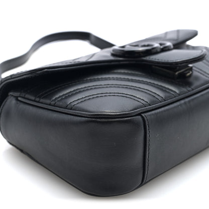 Gucci Calfskin Matelasse Monochrome Mini GG Marmont Shoulder Bag Black 7 of 8