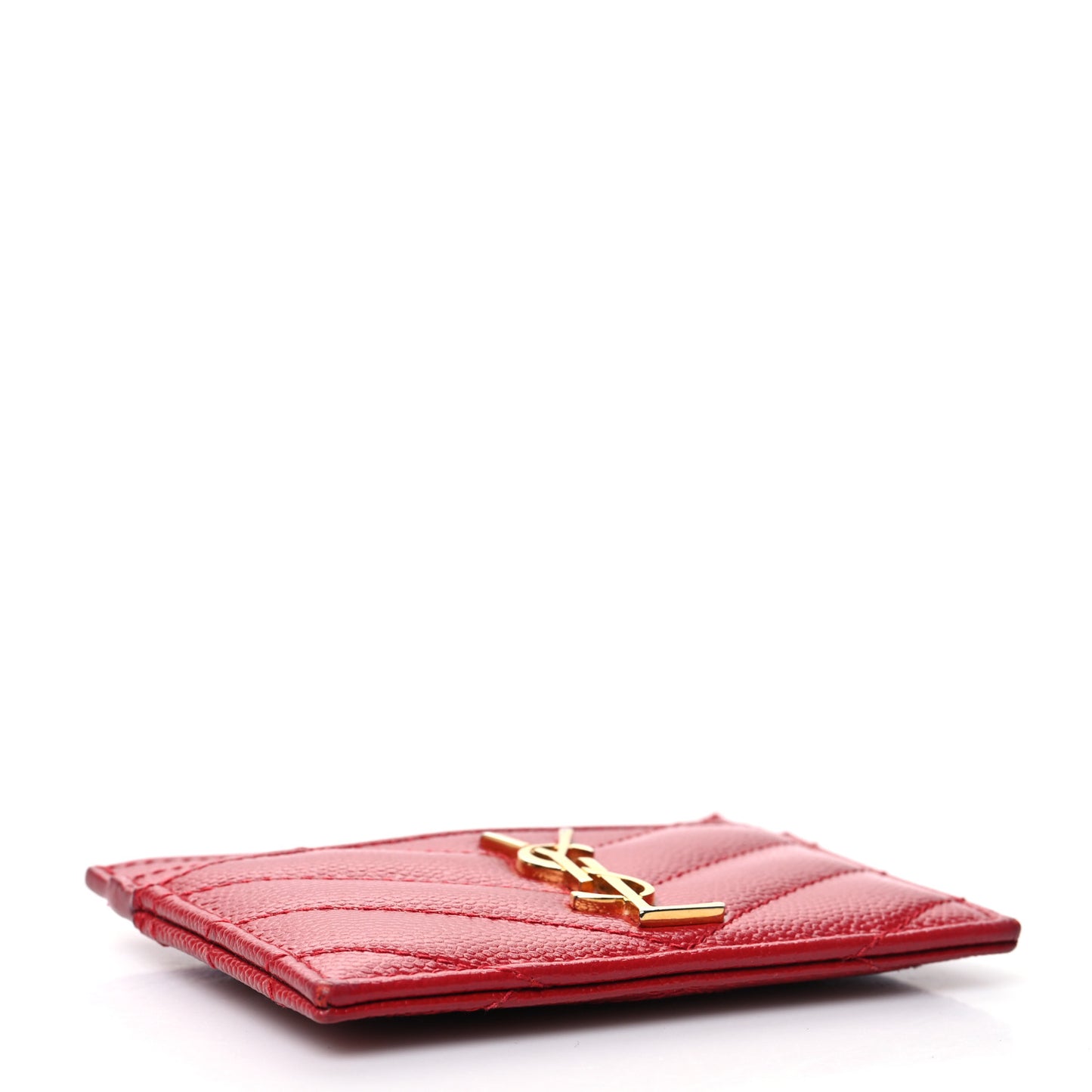 Grain De Poudre Matelasse Chevron Monogram Credit Card Case Rouge Eros