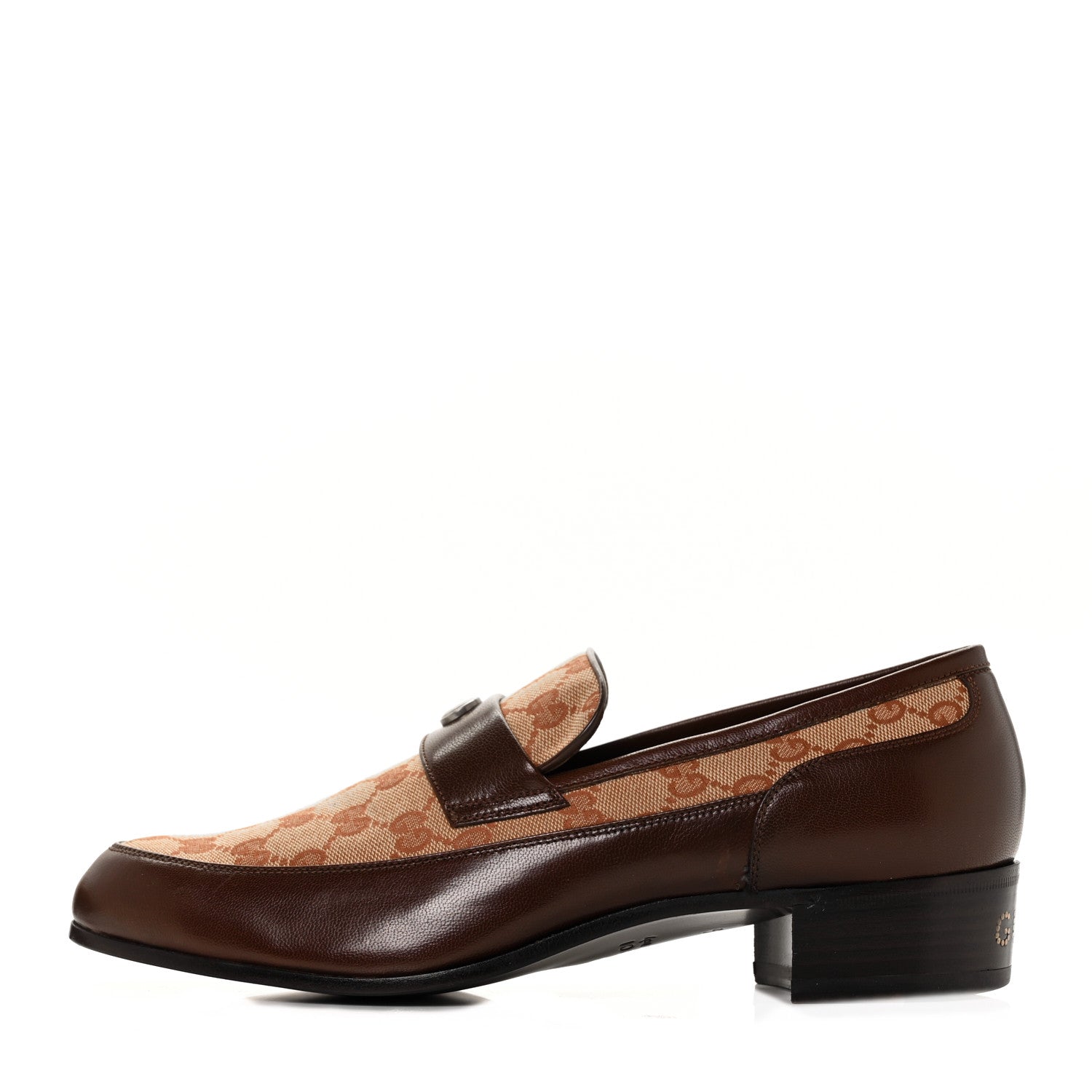 Gucci GG Monogram Goatskin Mens GG Loafers 10.5 Brown 1 of 9