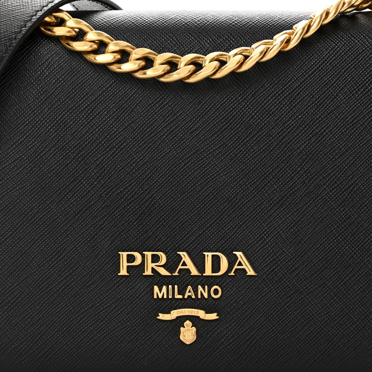 Saffiano Soft Calfskin Chain Crossbody Bag Black