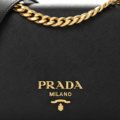Prada Saffiano Soft Calfskin Chain Crossbody Bag Black 6 of 8