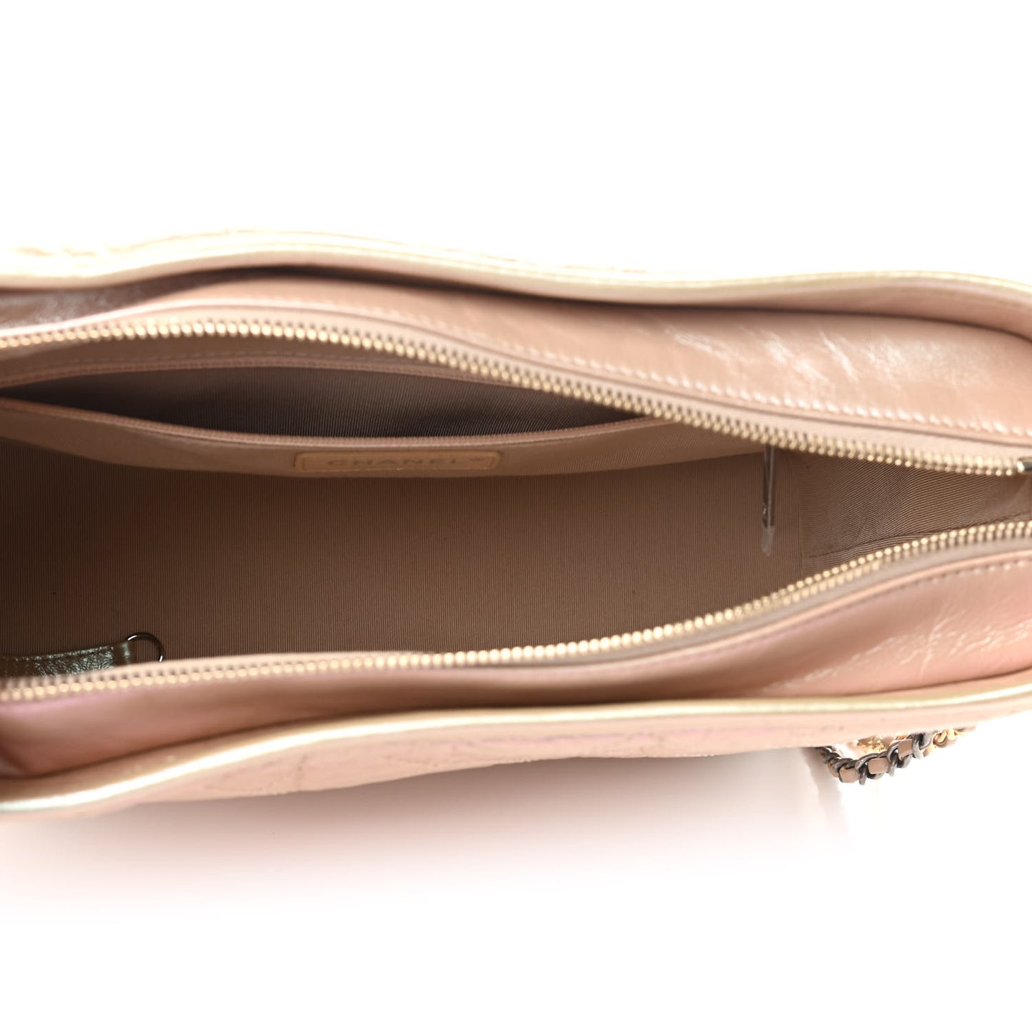 Iridescent Aged Calfskin Quilted Medium Gabrielle Hobo Light Pink