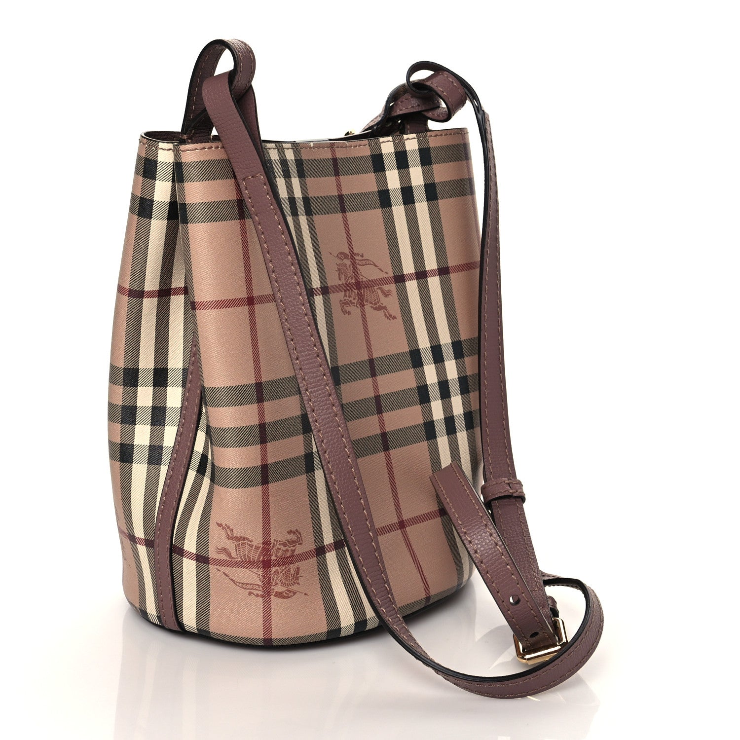 Burberry Haymarket Check Colours Small Lorne Bucket Crossbody Elderberry 3 of 11
