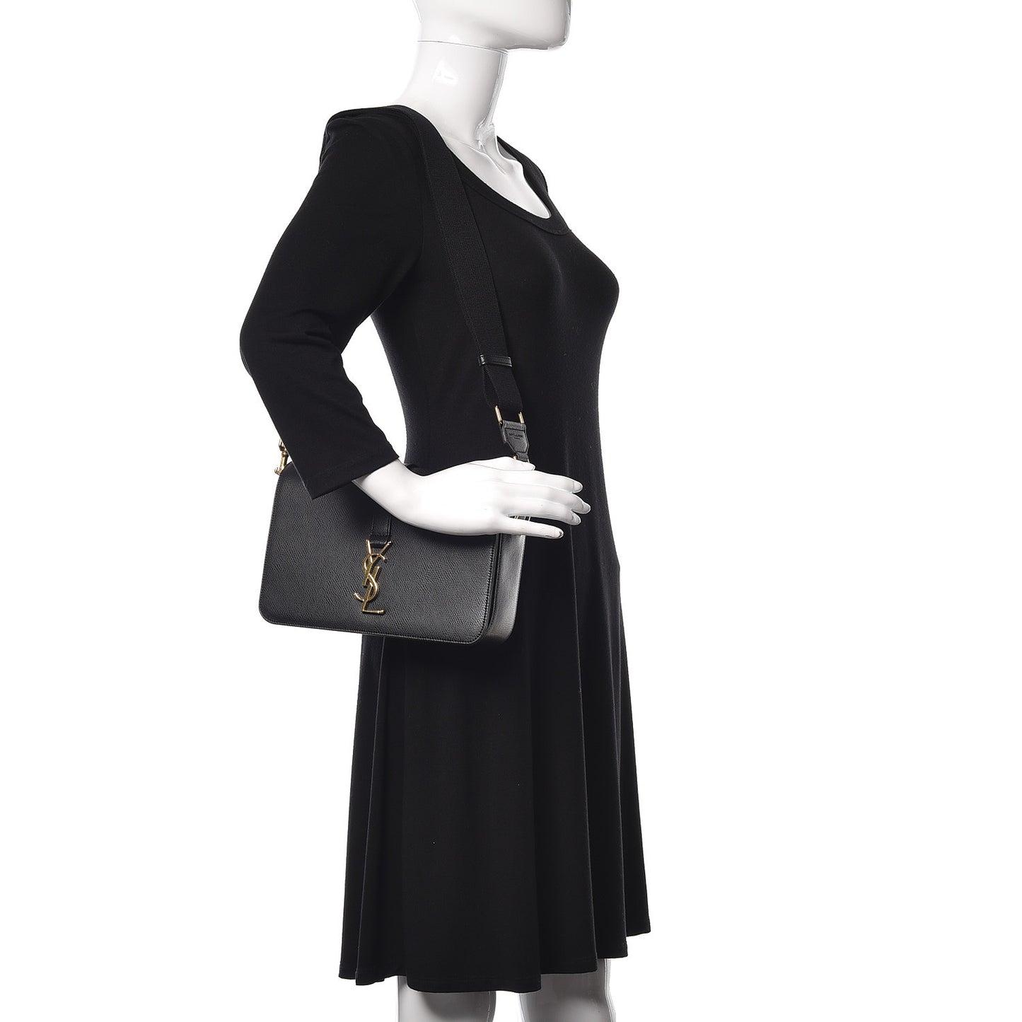 Textured Calfskin Medium Classic Monogram Universite Bag Black