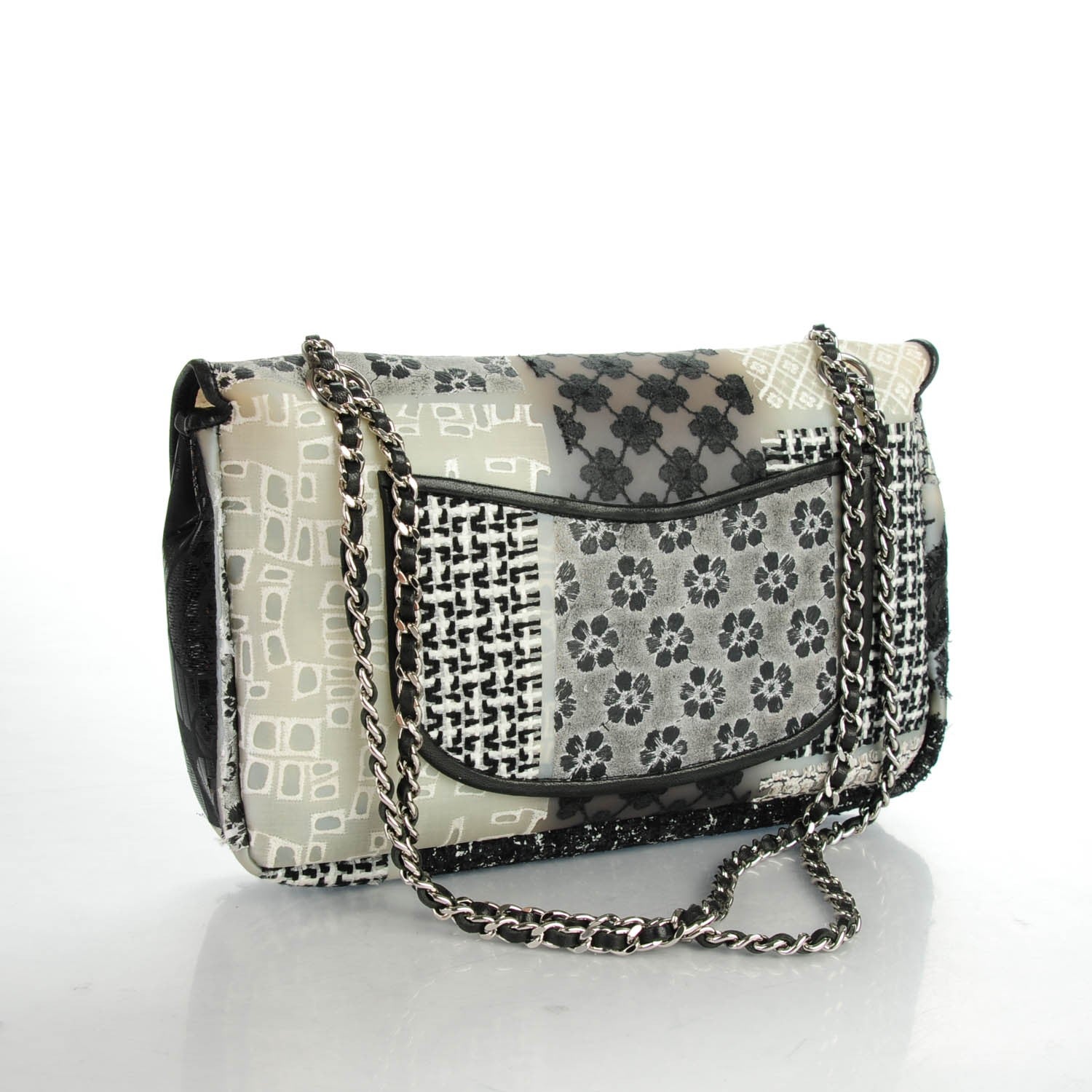 Chanel Tweed Patchwork Medium Single Flap Black 3 of 9
