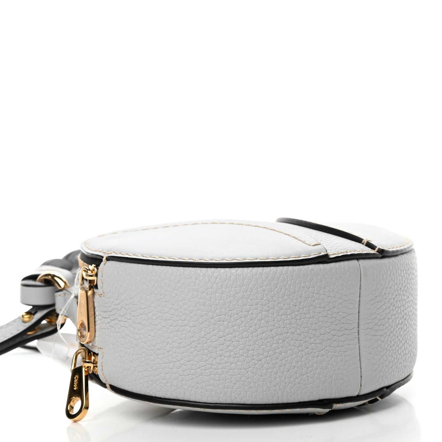 Grained Shiny Calfskin Mini Round Daria Bag Light Cloud