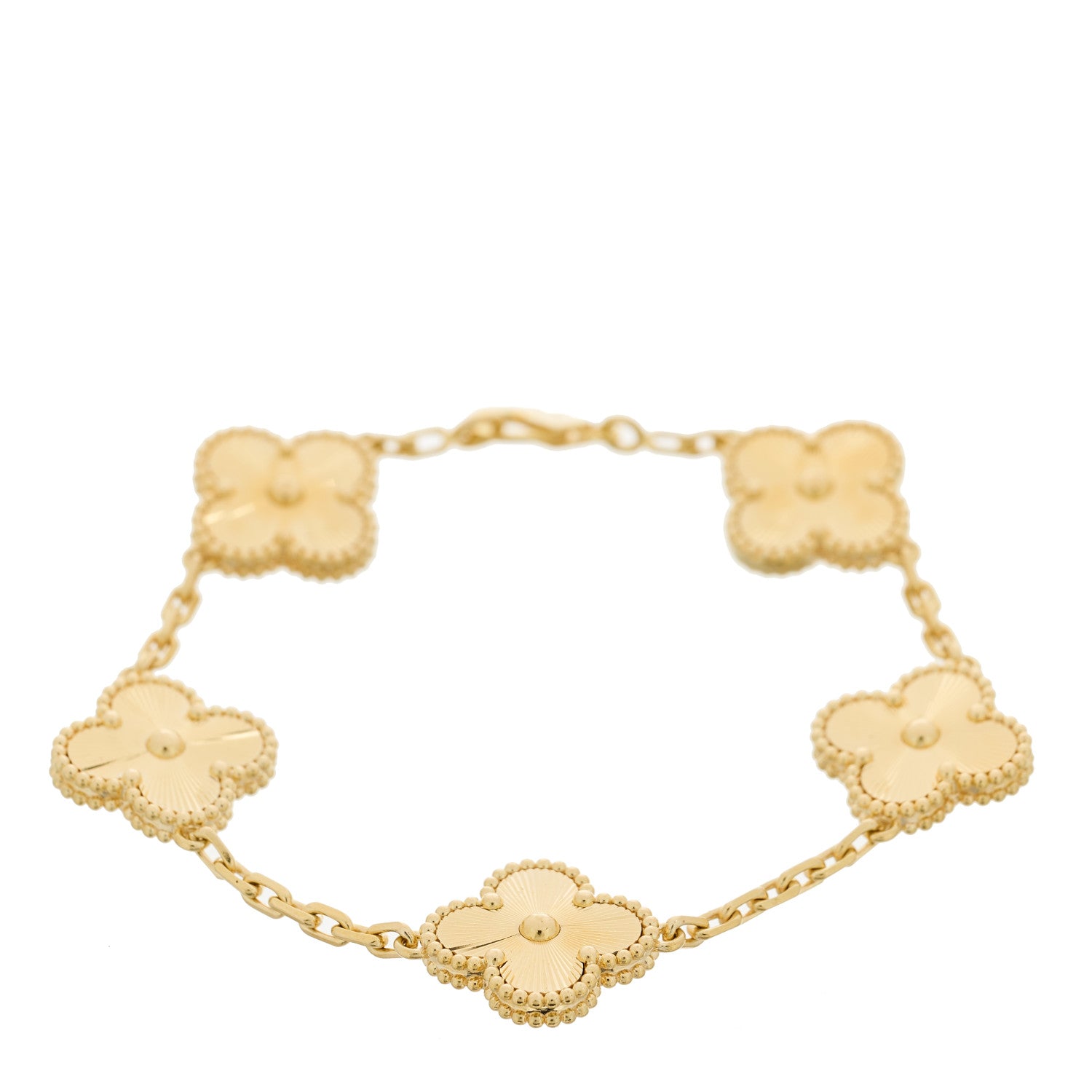 Van Cleef & Arpels 18K Yellow Gold 5 Motifs Guilloche Vintage Alhambra Bracelet 1 of 5