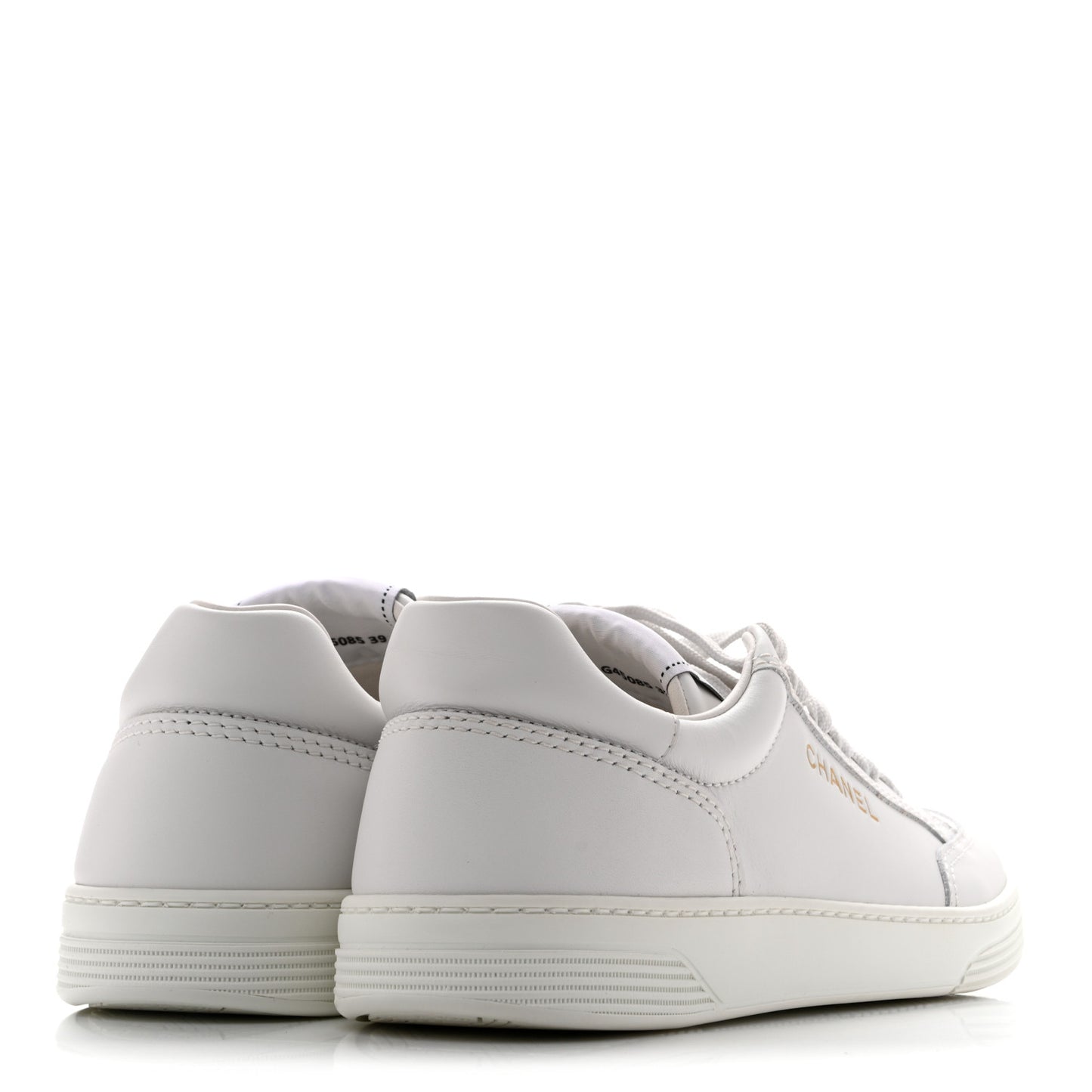 Calfskin Womens CC Logo Sneakers 39 White