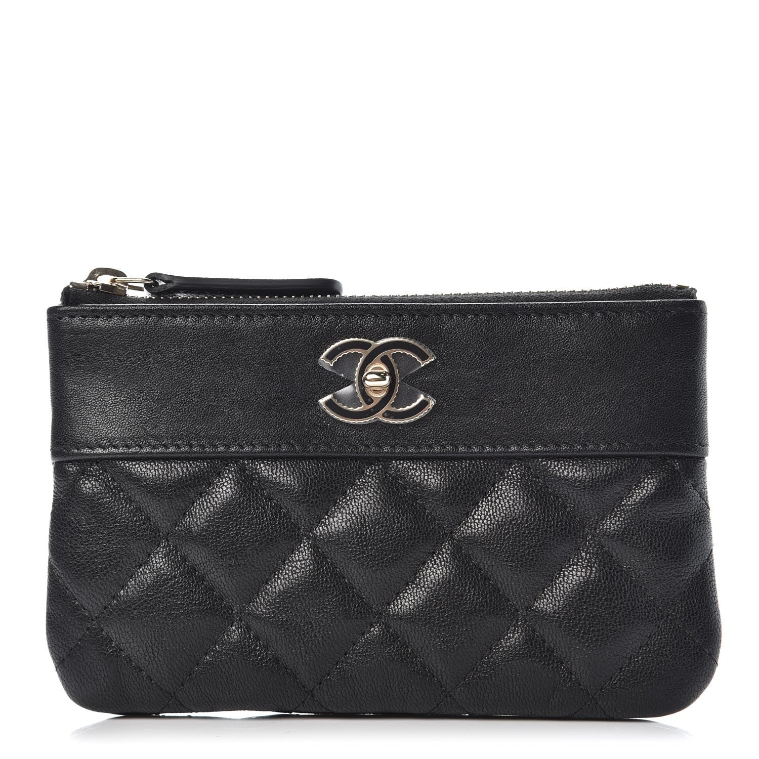 Chanel Sheepskin Quilted Small Vintage Mademoiselle Cosmetic Case Black 2 of 16