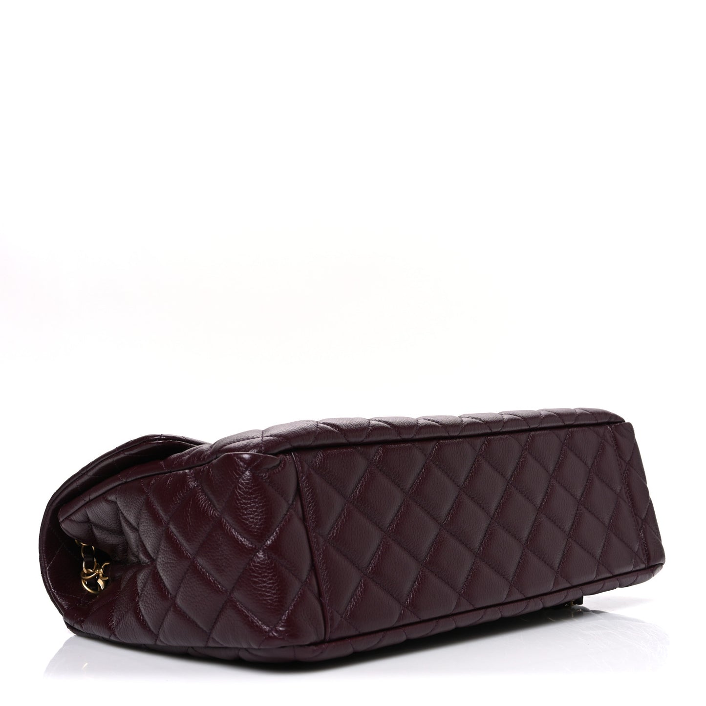 Grained Calfskin Quilted XXL Travel Flap Bag Burgundy