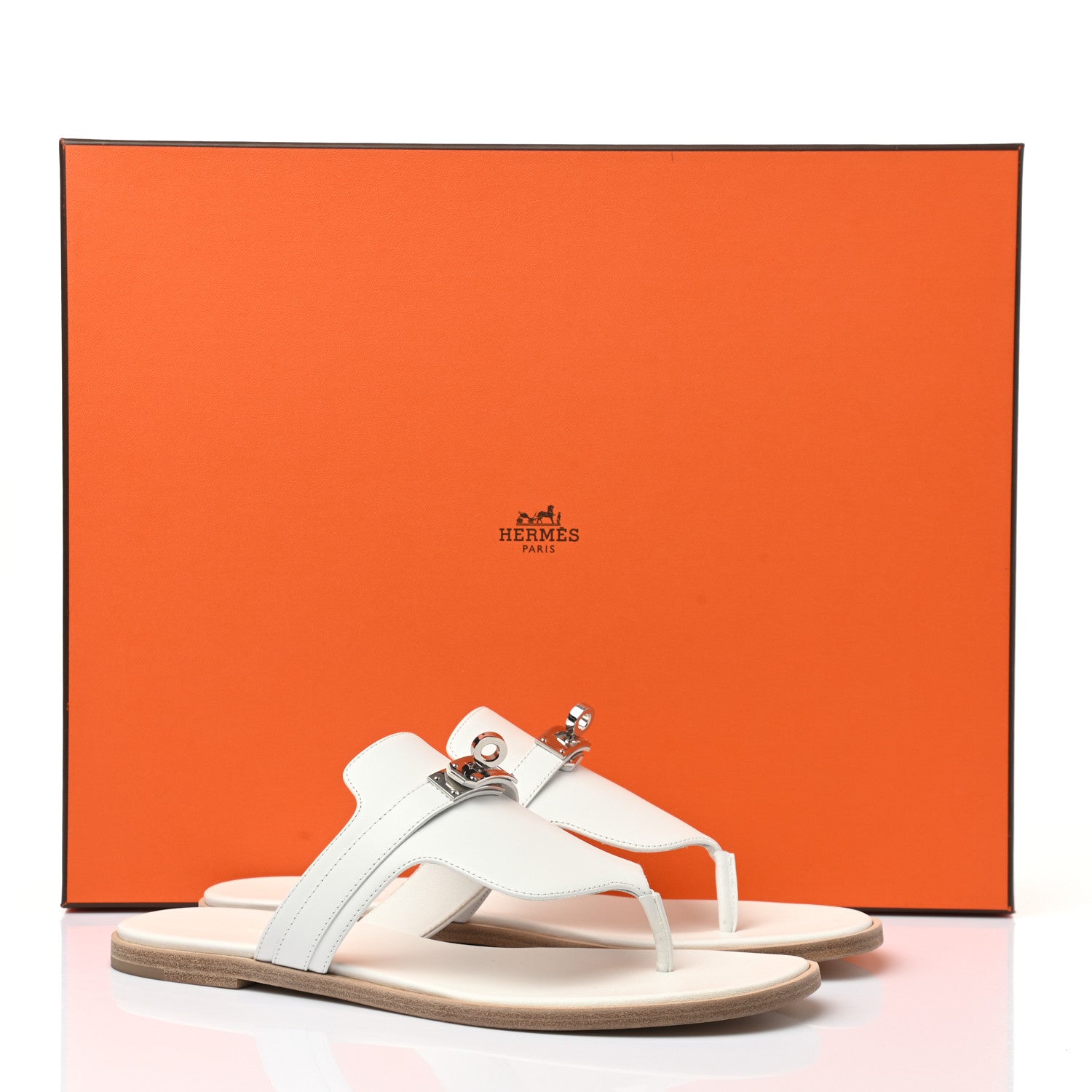 Hermes Calfskin Womens Elixir Sandals 37.5 White 8 of 8