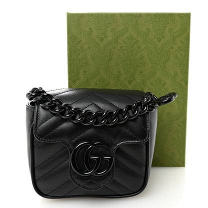 Gucci Calfskin Matelasse Monochrome GG Marmont Chain Mini Belt Bag Black 11 of 11