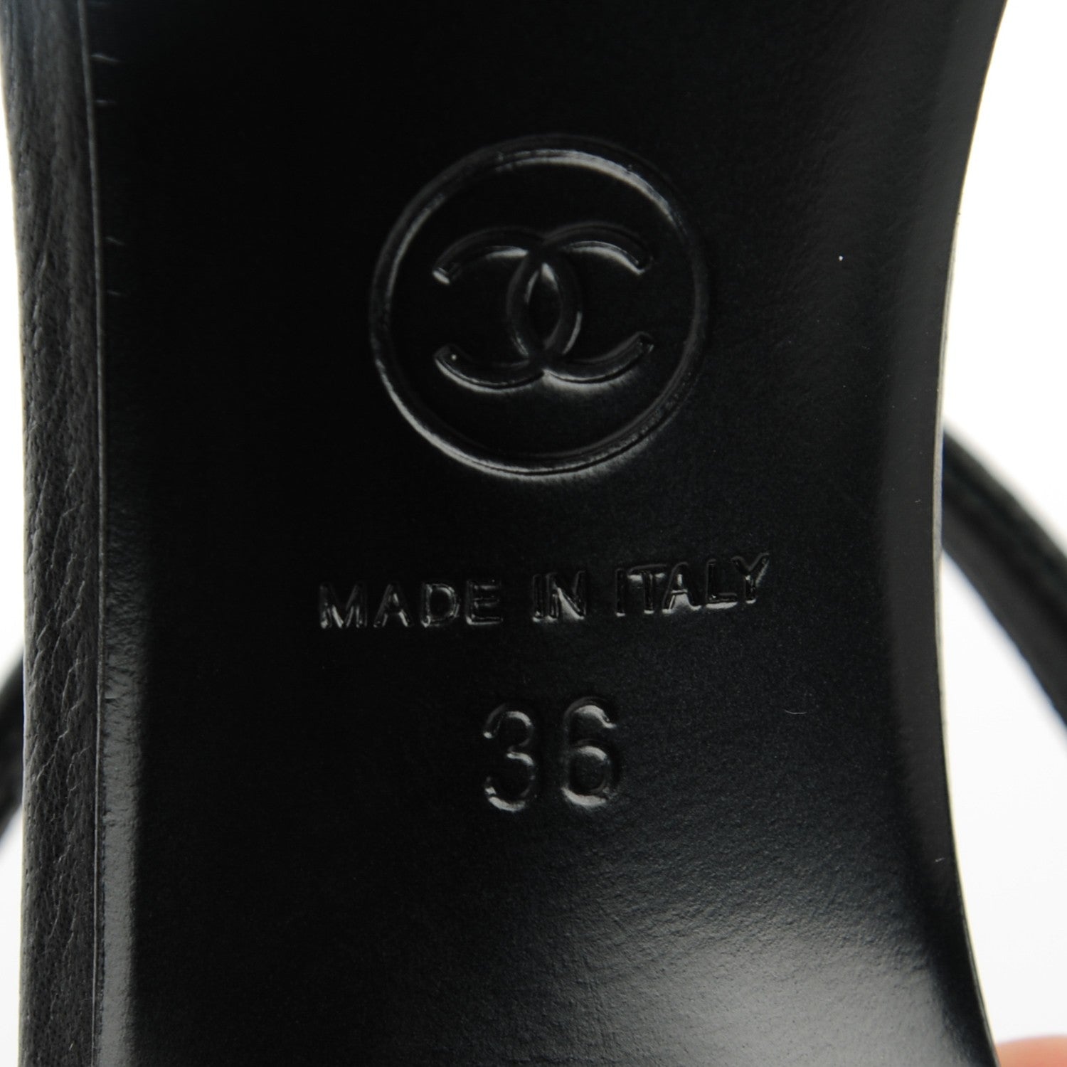 Chanel Glitter Buffalo Crystal Star Sandals 36 Black 7 of 7