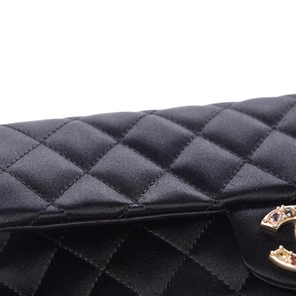 Chanel Satin Quilted Jeweled East West Flap Black 14 of 15