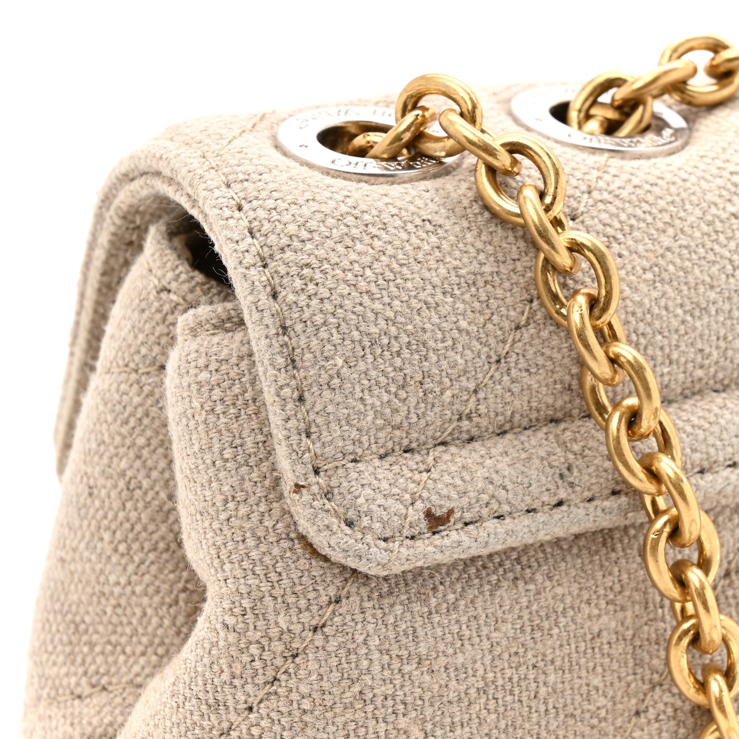 Off-White Linen Diagonal Quilted Jackhammer 17 Shoulder Bag Beige 11 of 12