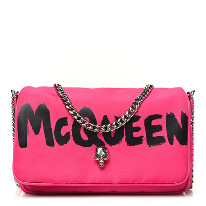 Alexander McQueen Nylon Graffiti Skull Small Crossbody Bag Pink 1 of 13