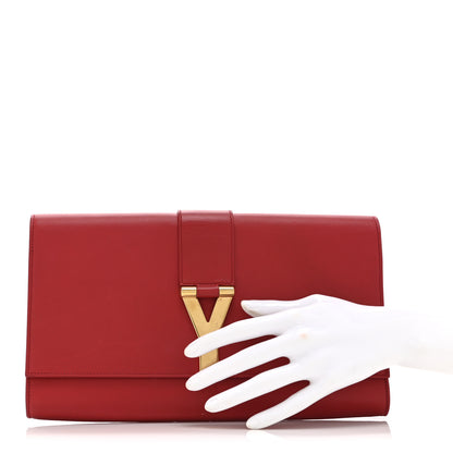 Saint Laurent Calfskin Classic Y Ligne Clutch Red 2 of 9