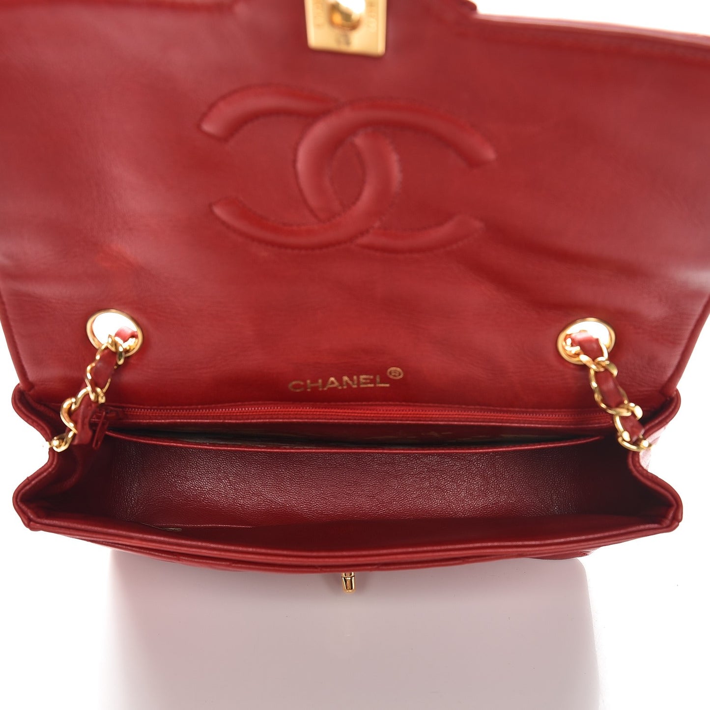 Lambskin Quilted Medium Single Flap Red