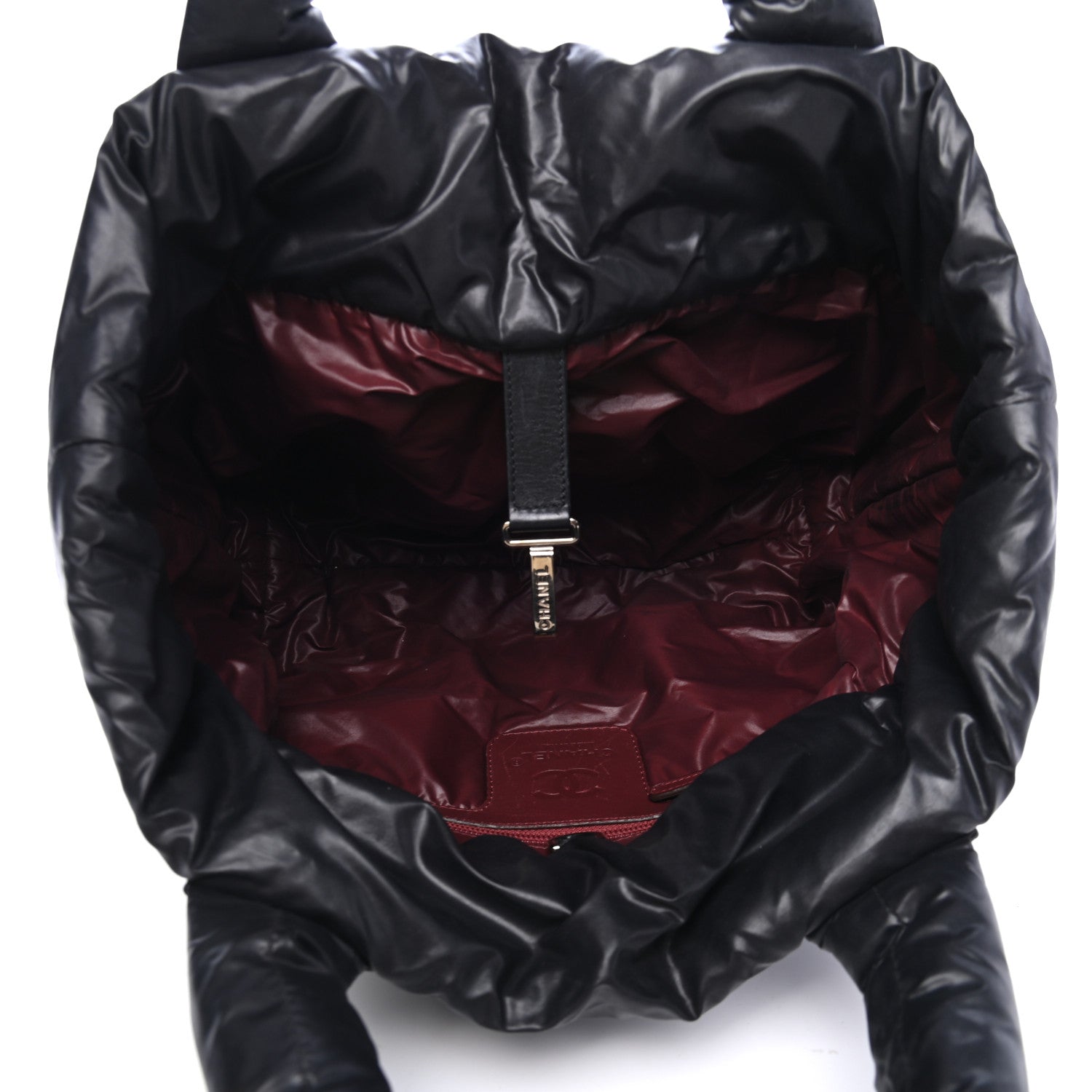Chanel Nylon Quilted Coco Cocoon Medium Reversible Tote Black Red 5 of 7