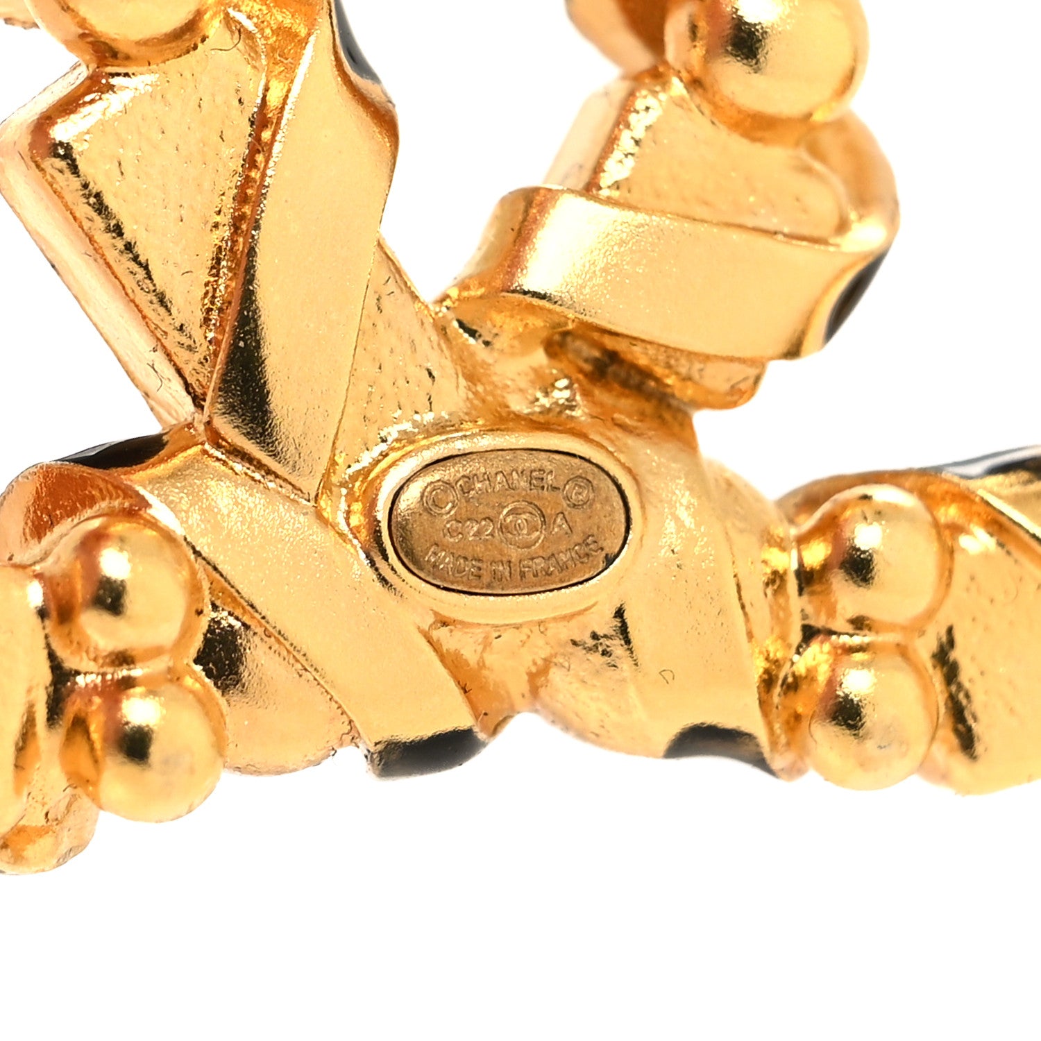 Chanel Crystal Baguette Pearl Resin CC Brooch Gold Black Pearly White 3 of 3