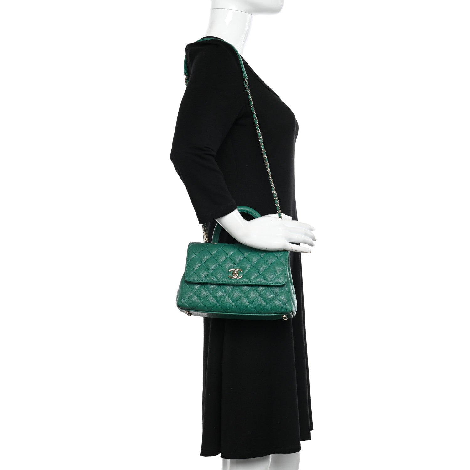 Chanel Caviar Quilted Mini Coco Handle Flap Green 2 of 11