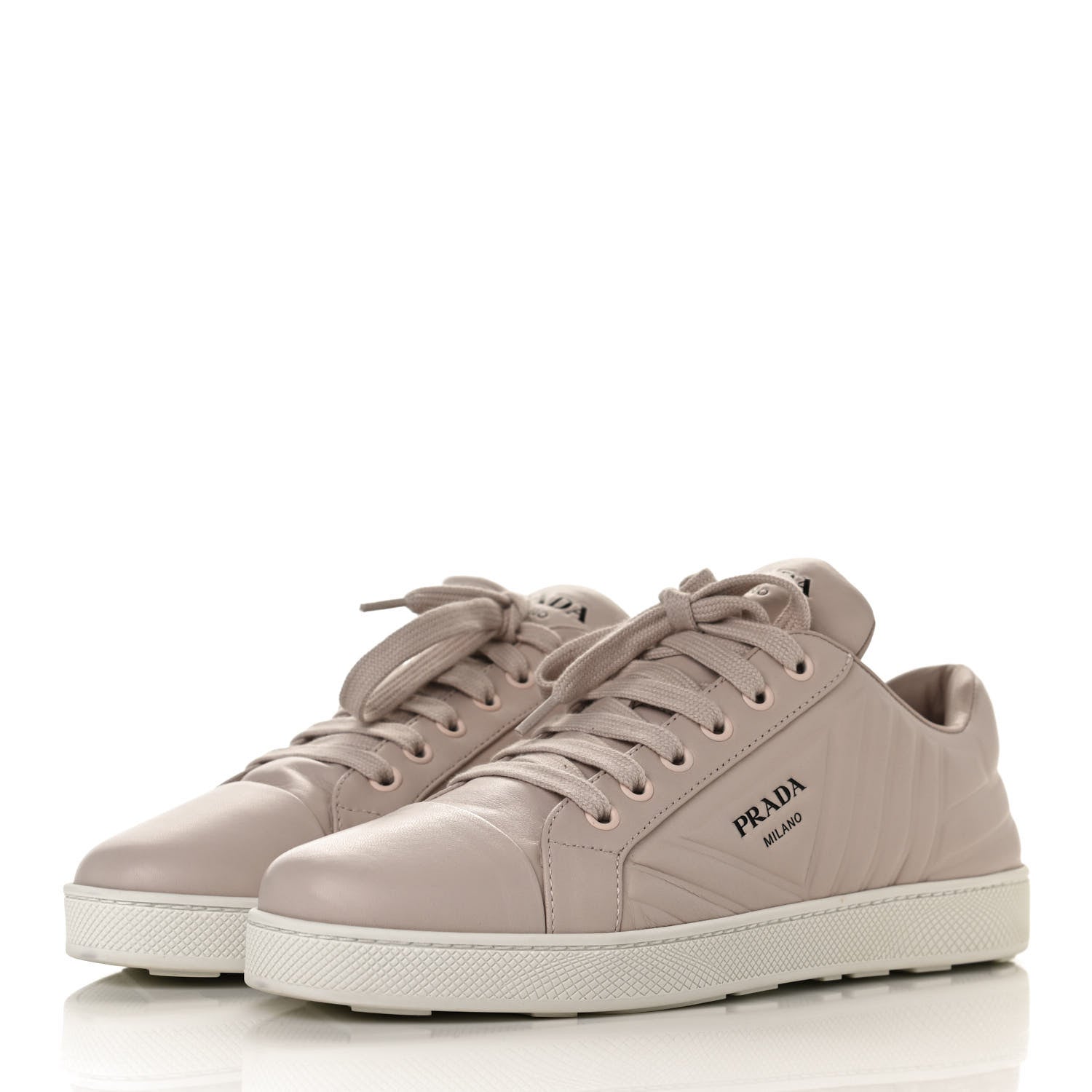 Prada Nappa Logo Embossed Womens Low Top Sneakers 39.5 Opale 3 of 12