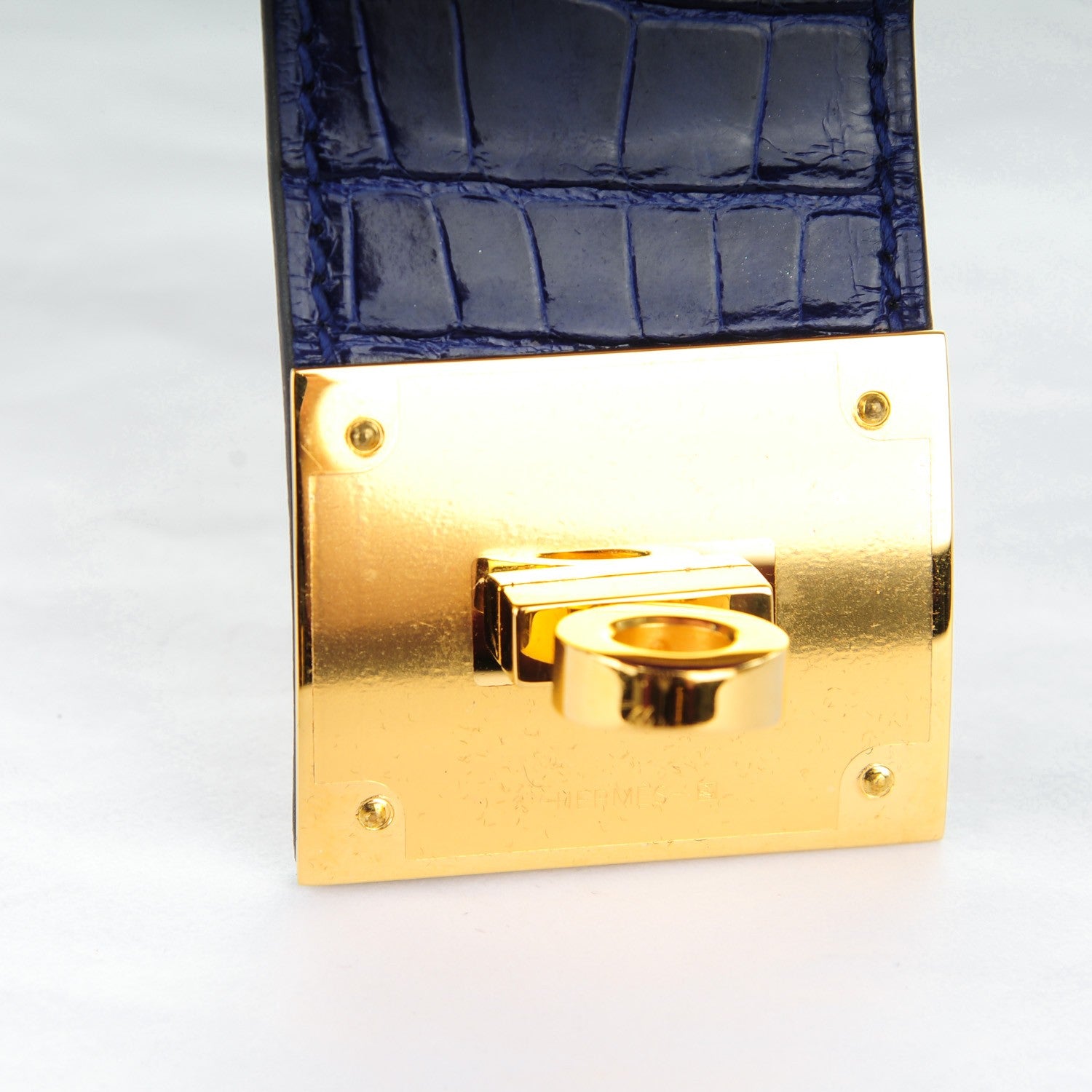 Hermes Shiny Alligator Kelly Dog Cuff Bleu Electrique 5 of 5