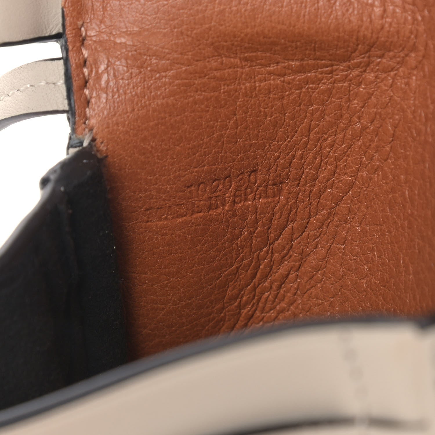 Loewe Buffed Calfskin Logo Embossed Small Heel Pouch Light Oat Tan 7 of 9