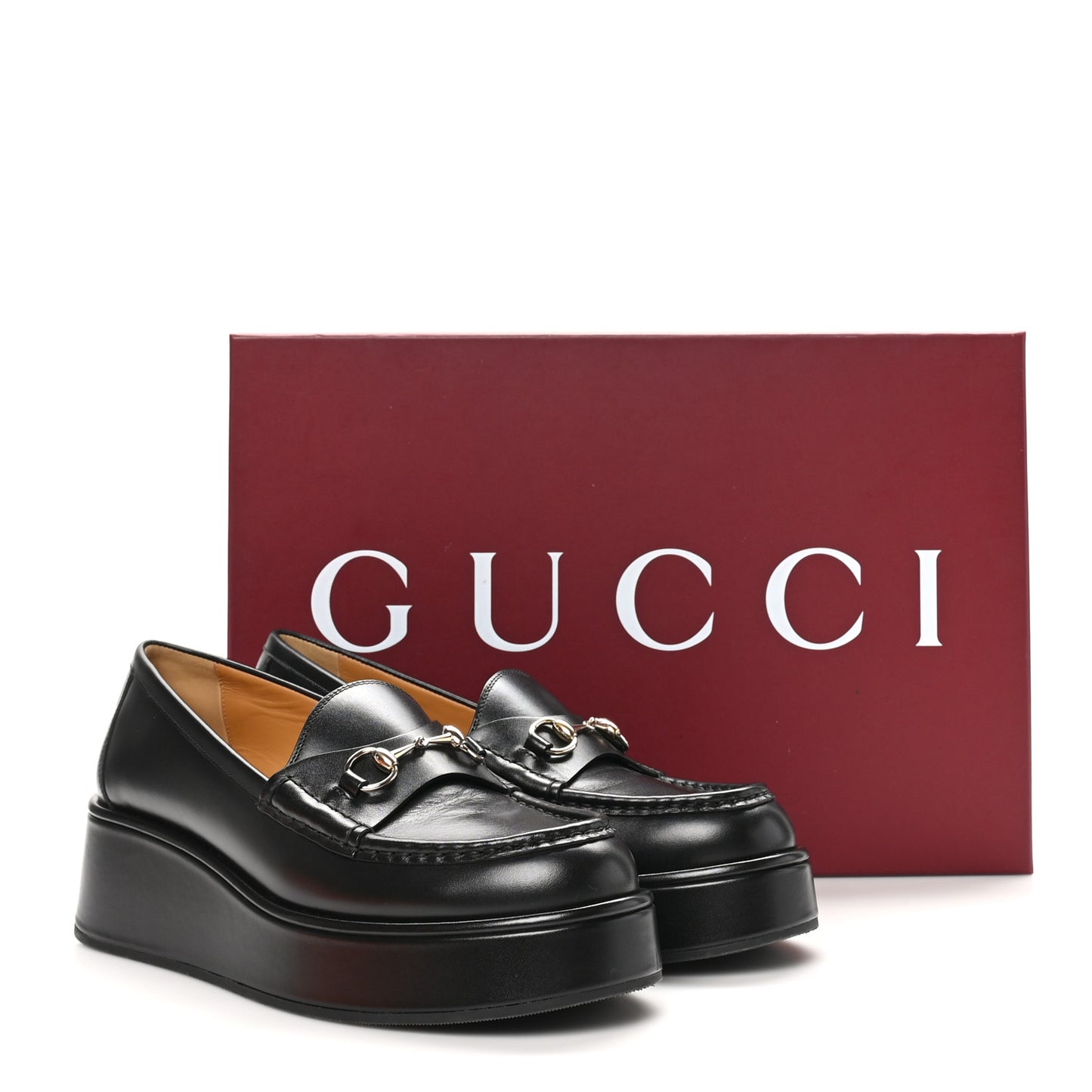 Kama Calfskin Horsebit Womens Wedge Platform Loafers 39 Black