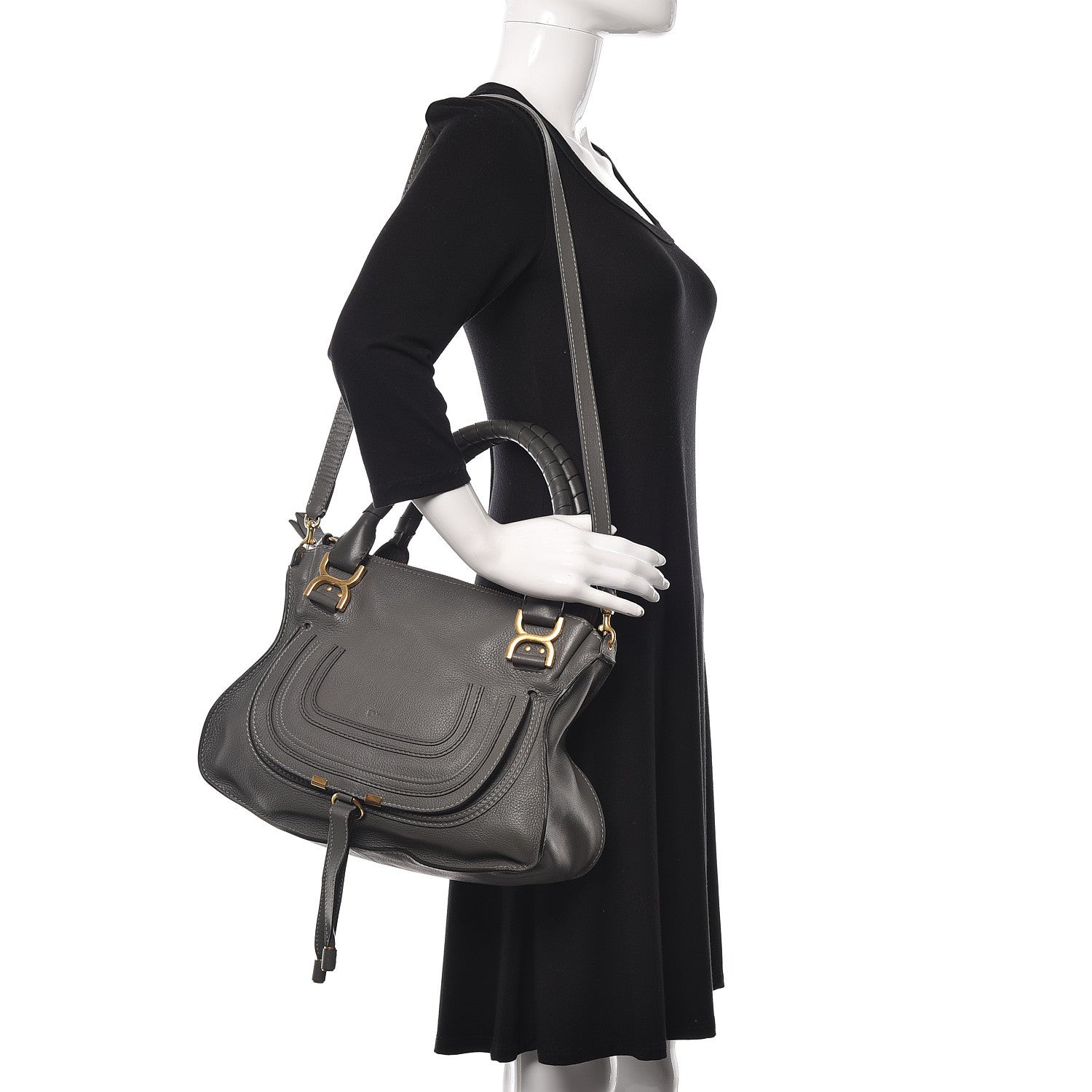 Chloe Calfskin Medium Marcie Satchel Stone 2 of 10