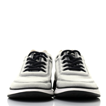 Chanel Calfskin Mesh Lycra Womens Logo Sneakers 38.5 White Black 2 of 7
