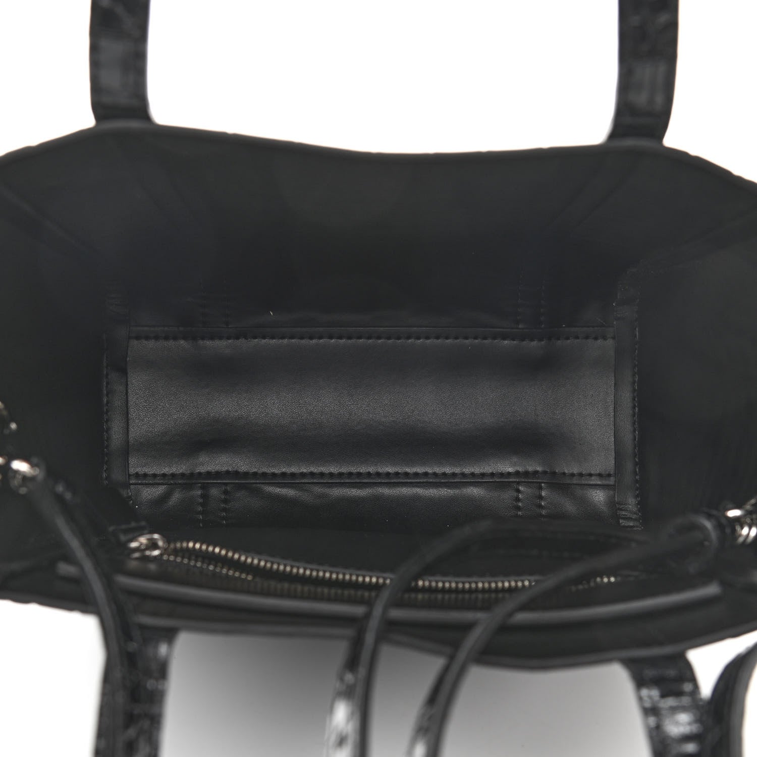Balenciaga Shiny Calfskin Logo Crocodile Embossed XXS Everyday Tote Black 5 of 9