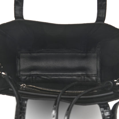Balenciaga Shiny Calfskin Logo Crocodile Embossed XXS Everyday Tote Black 5 of 9