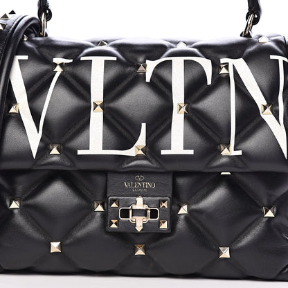 Valentino Garavani Lambskin VLTN Print Candystud Top Handle Bag Black 12 of 12