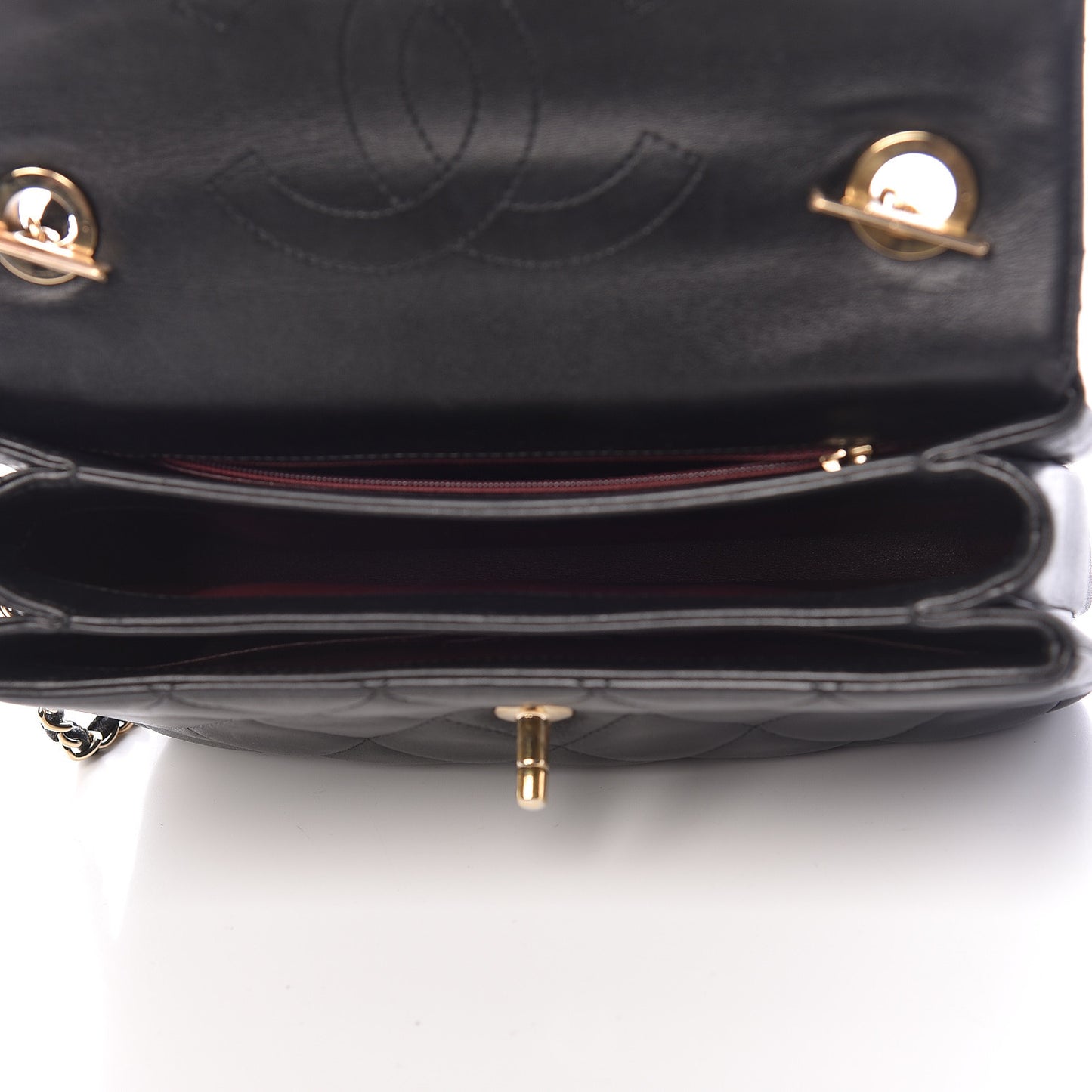 Lambskin Quilted Small Trendy CC Dual Handle Flap Bag Black