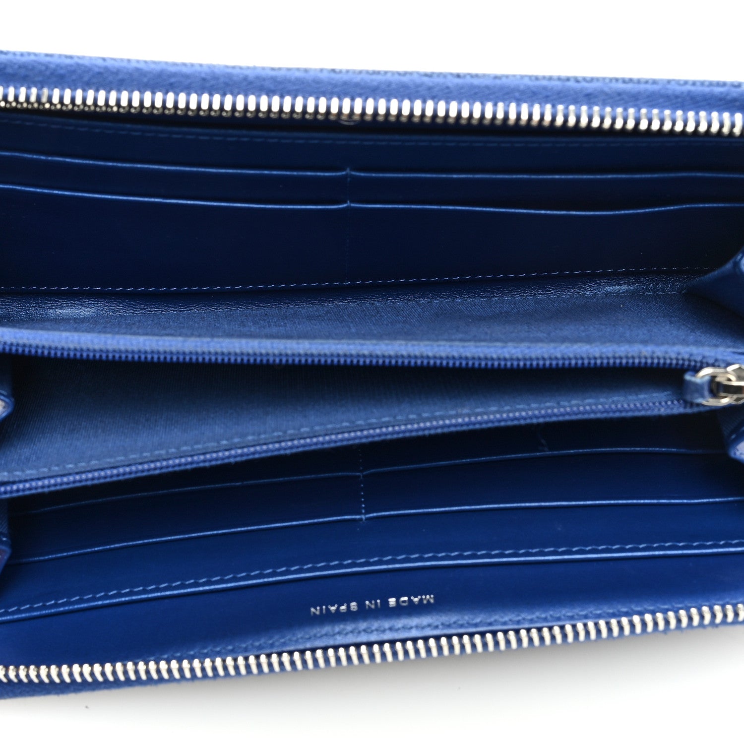 Chanel Caviar Chevron Quilted Mademoiselle Vintage Zip Around Wallet Blue 5 of 10