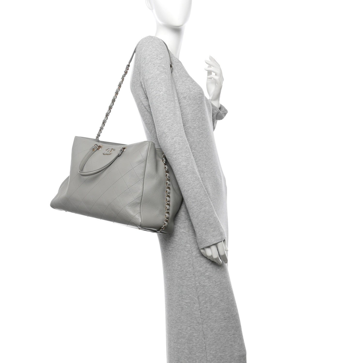 Chanel Bullskin Stitched Large Shopping Bag Grey 2 of 11