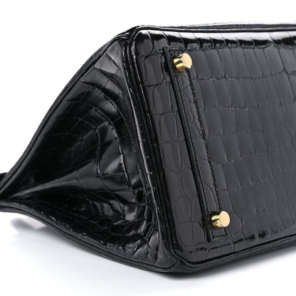Hermes Shiny Niloticus Crocodile Birkin 30 Black 9 of 12