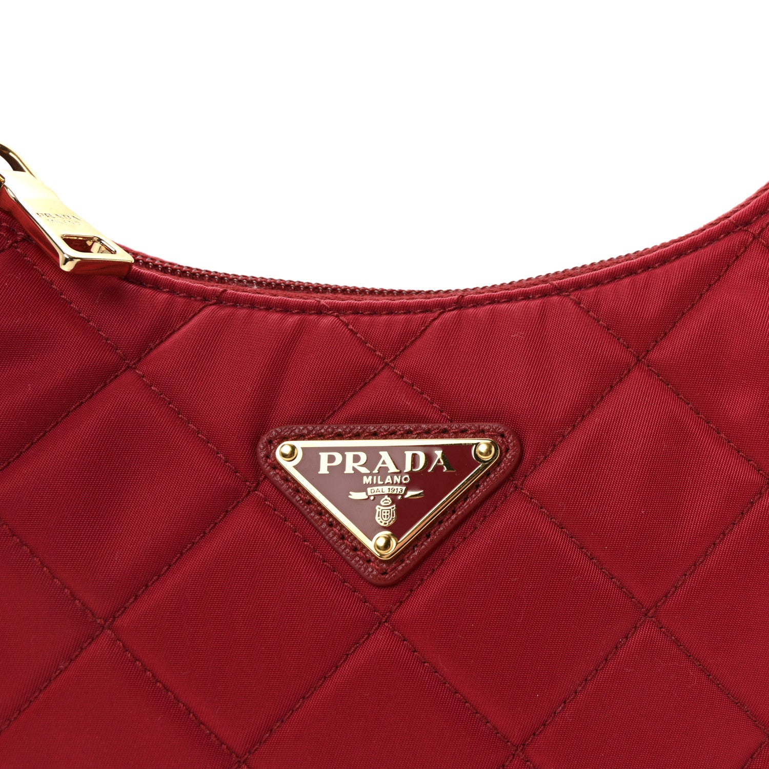 Prada Tessuto Nylon Impuntu Quilted Shoulder Bag Cherry 7 of 9