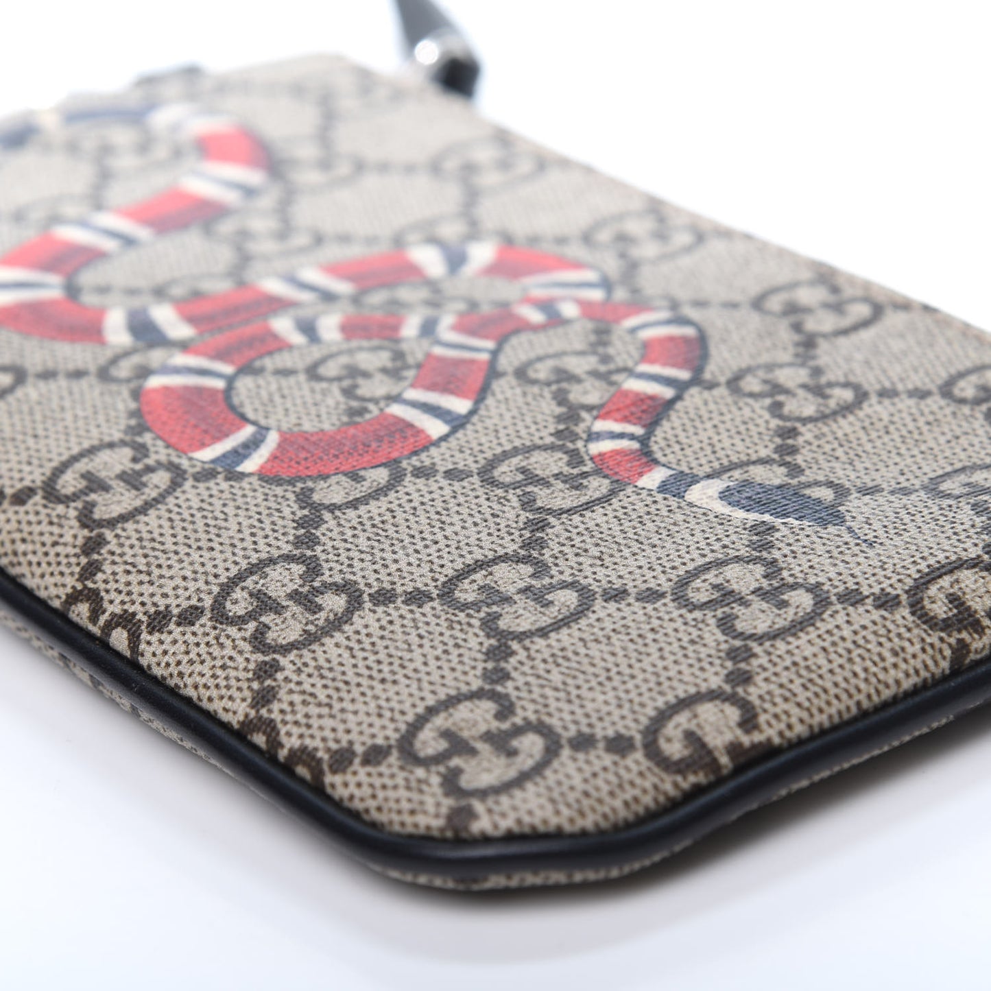 GG Supreme Monogram Kingsnake Zip Pouch Black