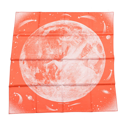 Hermes Silk Double Face Clair De Lune Scarf 90 Orange Gris White 1 of 5