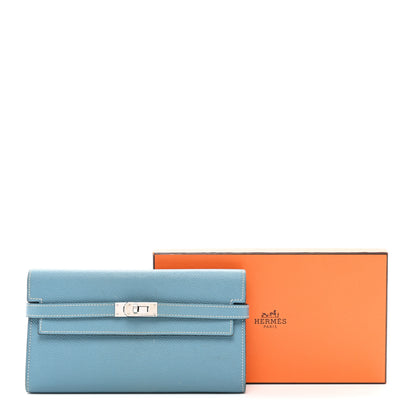 Hermes Epsom Kelly Longue Wallet Blue Jean 10 of 10