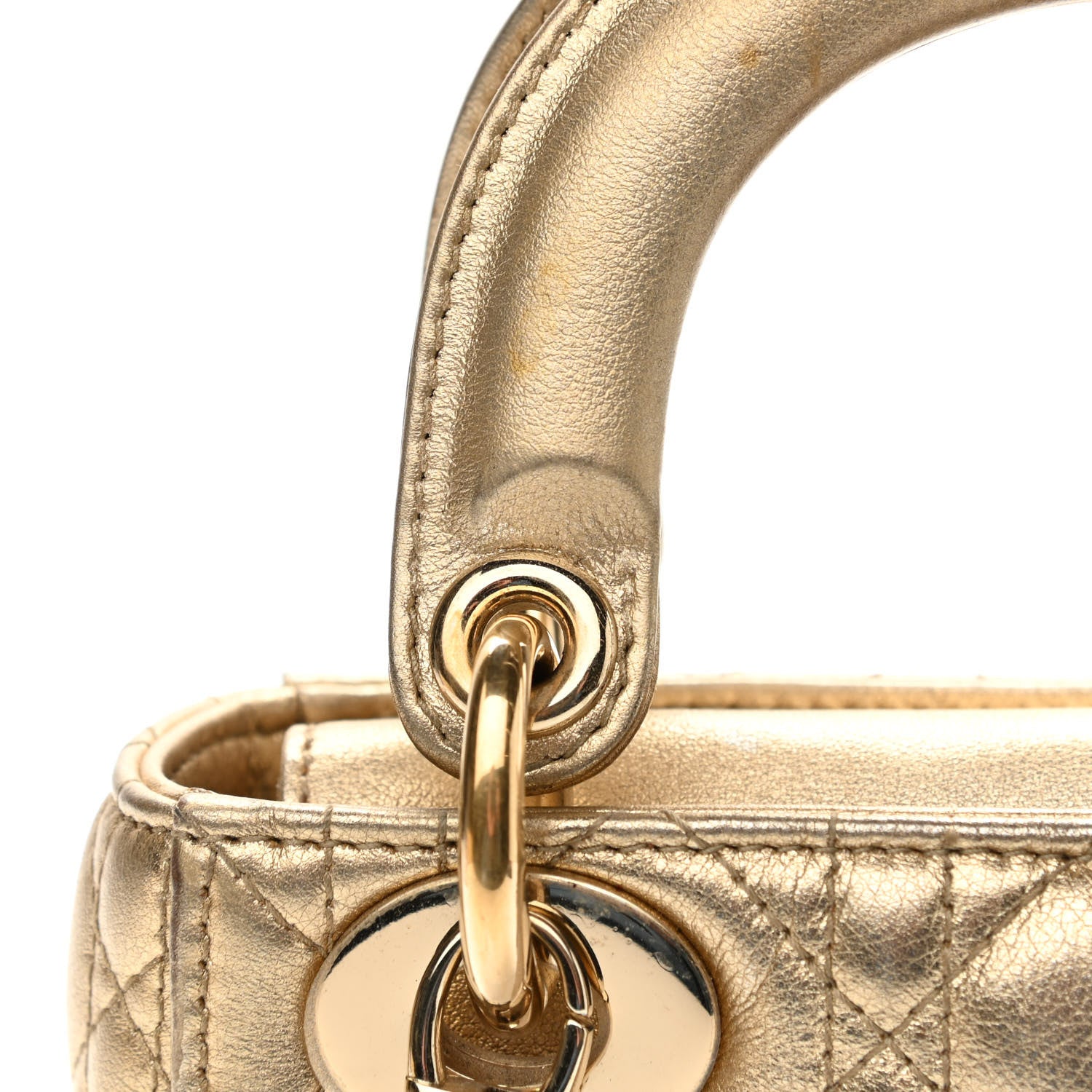 Christian Dior Metallic Lambskin Cannage Mini Lady Dior Gold 13 of 16