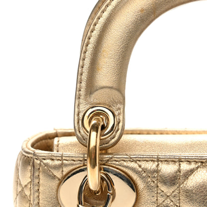 Christian Dior Metallic Lambskin Cannage Mini Lady Dior Gold 13 of 16