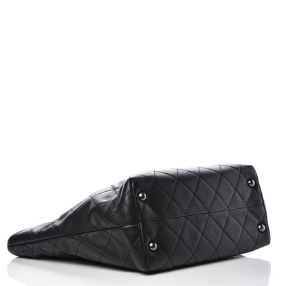 Chanel Calfskin Quilted Shopping In Chains Tote Black 4 of 13