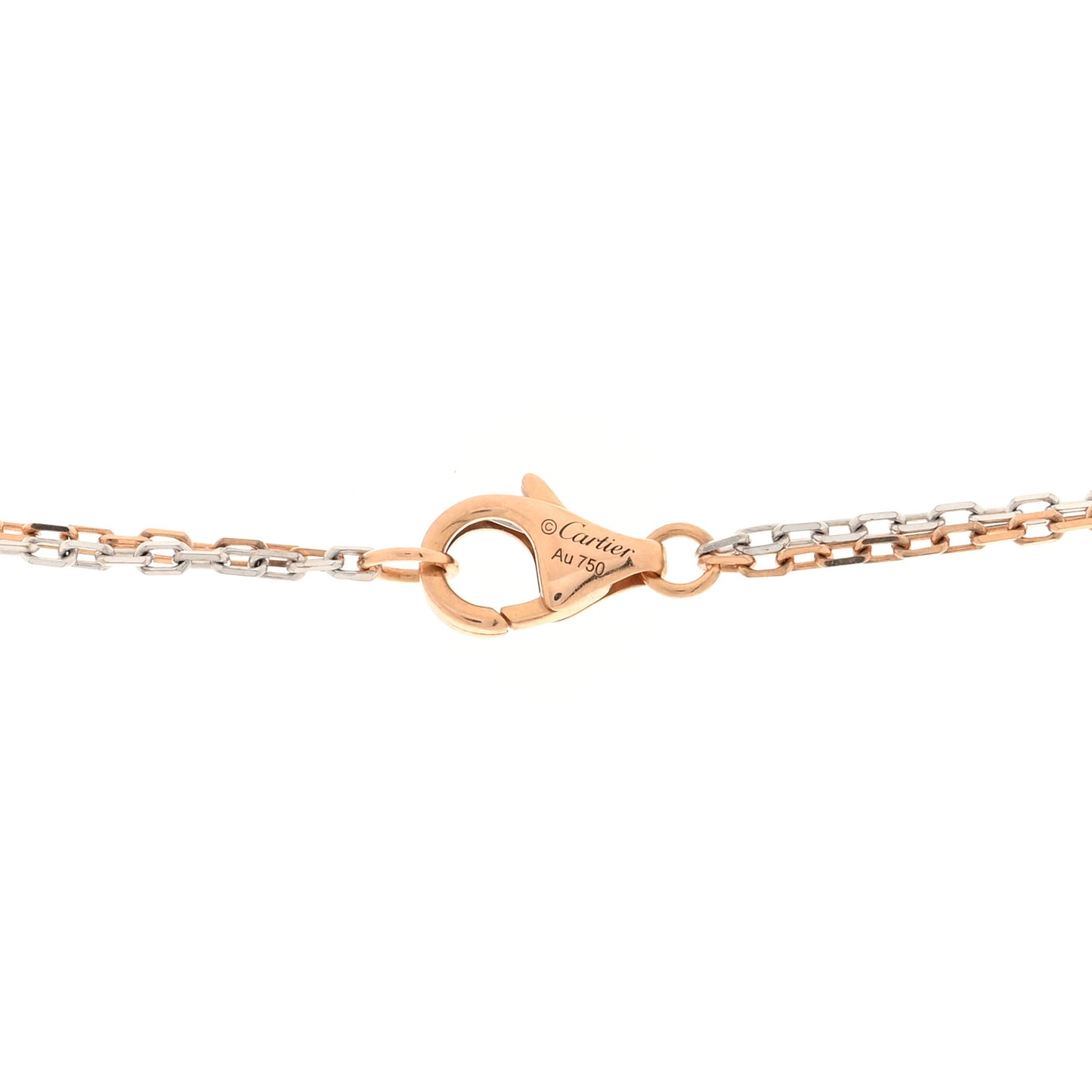 18K White Pink Gold Diamond Three Ring LOVE Pendant Necklace