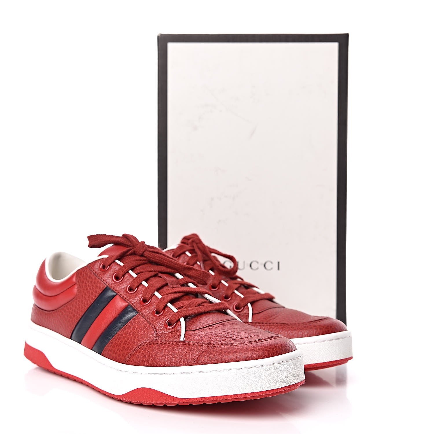 Gucci Calfskin Womens New Praga Karibu Sneakers 40 Red 10 of 10