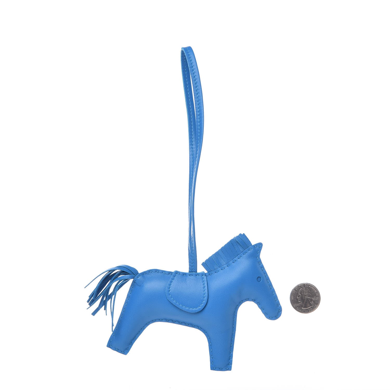 Hermes Milo Lambskin Grigri Rodeo Horse Bag Charm MM Bleu Zanzibar 2 of 4
